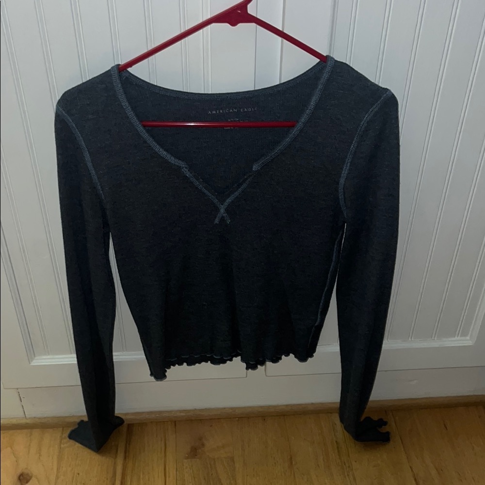 American Eagle Outfitters Women's Dark Gray Top